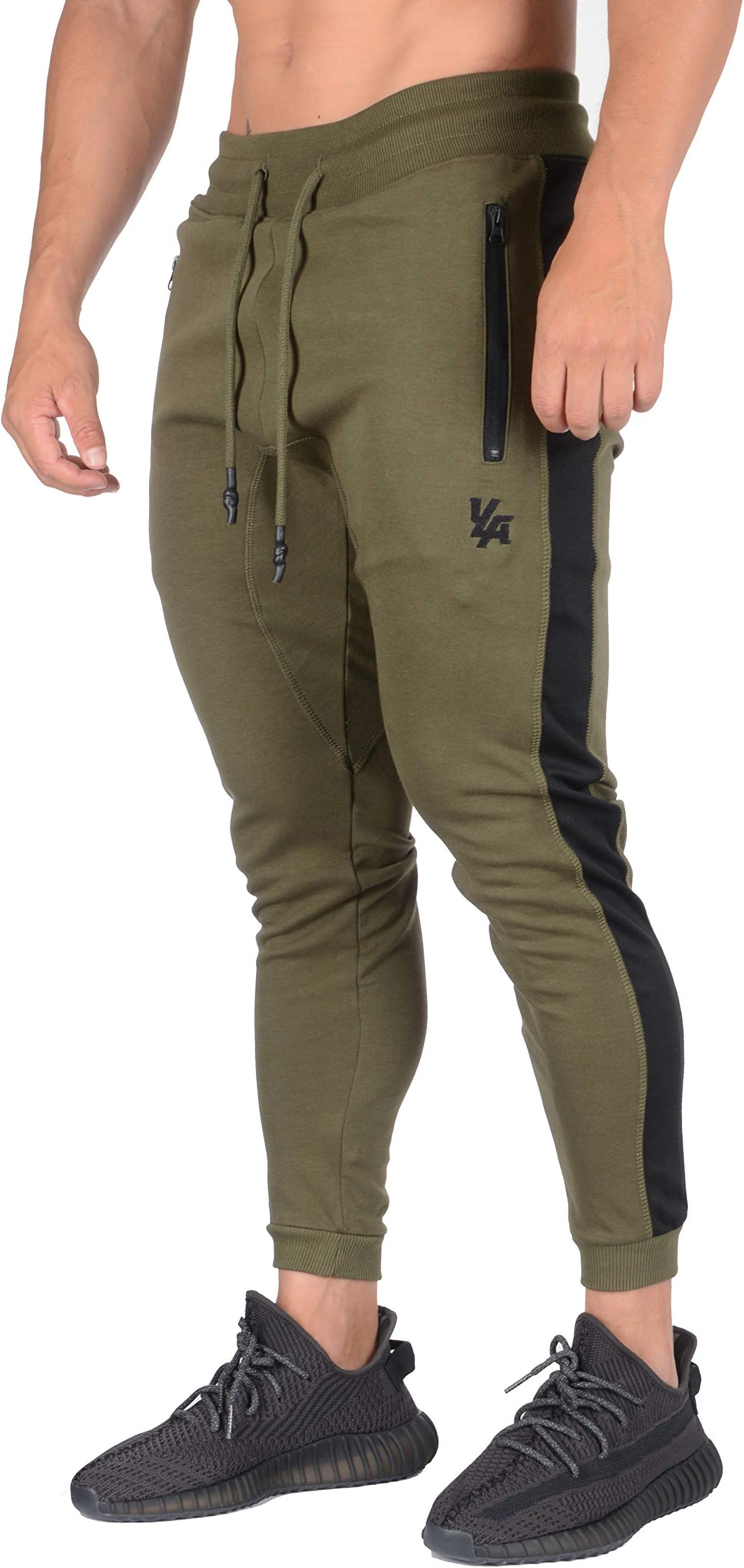 Skinny Mens Joggers | Tapered Gym Pants | Slim Fit Track Sweatpants | Side Stripes and Pockets 211