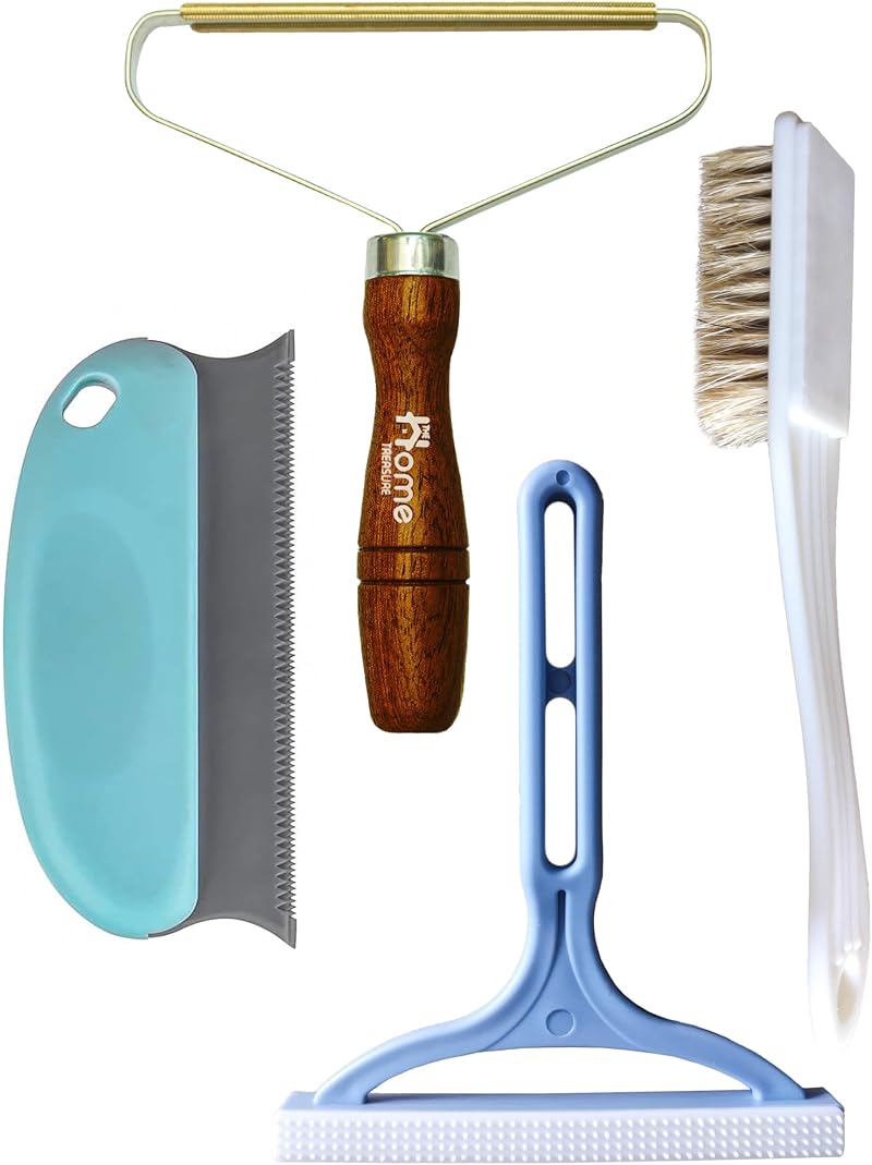 The Home Treasure 4 Pcs Double-Sided Fabric Shaver Lint Remover