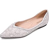 ZQKSEOHS Flats Shoes Women Rhinestone Sequin Wedding Pointed Toe Dress Flat Shoes Comfortable Flats for Women Dressy