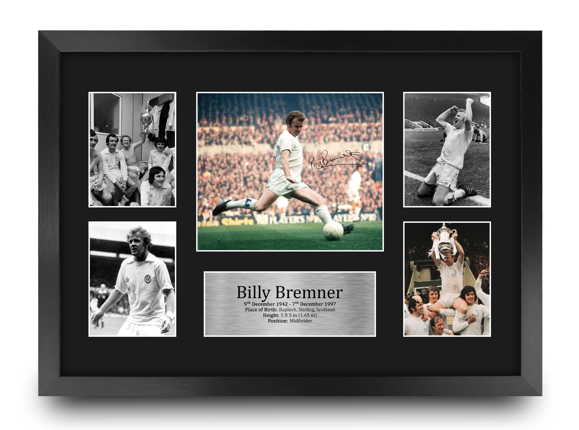 HWC Trading FR A3 Billy Bremner Leeds United Gifts Printed Signed Autograph Picture for Football Fans and Supporters - A3 Framed