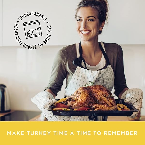 FIRE & FLAVOR LEMON PEPPER TURKEY PERFECT BRINE – TURKEY BRINE KIT WITH BAG FOR ROASTING, GRILLING, SMOKING, AND FRYING – BRINING SEASONINGS FOR COOKING AND TURKEY BRINE BAG – TURKEY BRINE AND RUB KIT