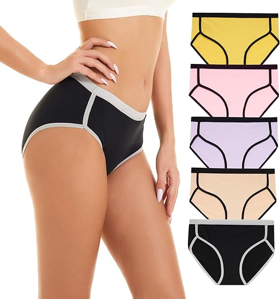 Cotton Underwear for Women,MidWaist Sports Style Full Coverage