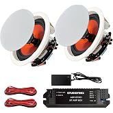 STUDIOFINIX 4-Inch Bluetooth Ceiling Speaker Complete System with A 2-Channel Amplifier, 240W Max Power Output Pair - Perfect for Clear Sound in Living Room, Office, Kitchen, Basement &amp; Covered Patio