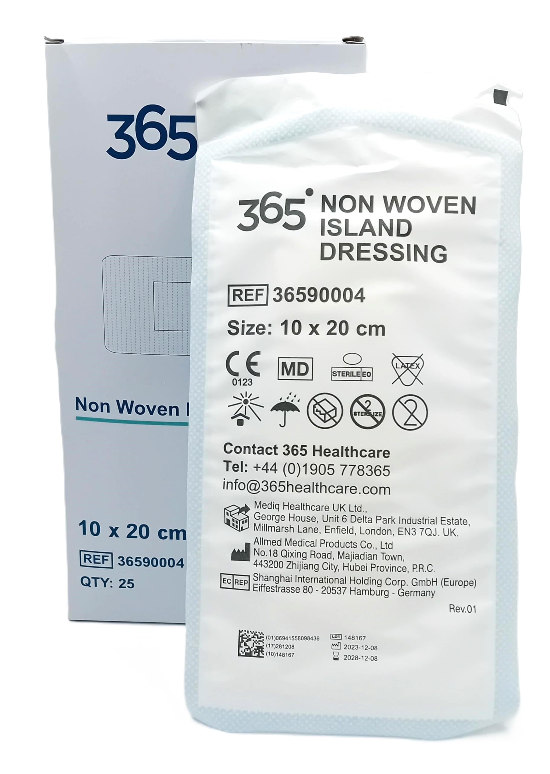 365 Non Woven Island Dressing 10 x 20 cm - Pack of 25 (Ref 36590004)