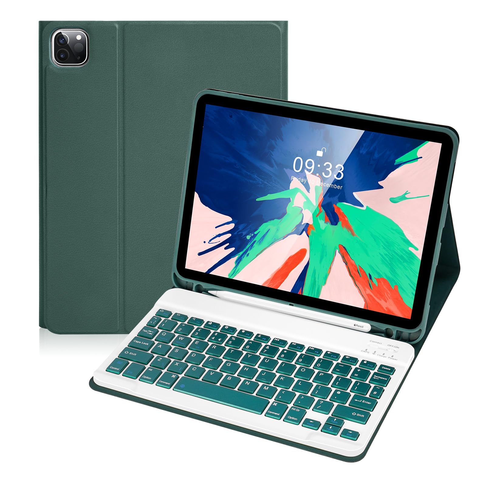 Lively Life Bluetooth Keyboard for iPad Air 11-inch (M3 2025 / M2 2024) & Air 4th/5th Gen & iPad Pro 11 inch (1st/2nd/3rd/4th Gen), Detachable Keyboard Cover, UK Layout - Dark Green — image 1