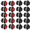 Clyxgs Momentary Push Button Switch No Lock SPST Mini Push Button Round Switchs AC 250V / 3A AC125V / 6A Black Red Cap 20PCS