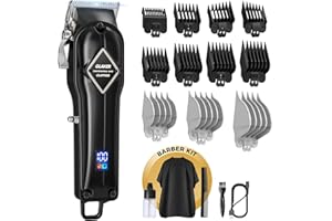Professional Hair Clippers for Men - GLAKER Cordless Beard Trimmer with 15 Guards, Complete Hair Cutting Kit with Barber Stor