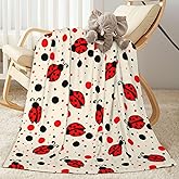 Abucaky Cute Ladybugs Pattern Fleece Throw Blanket Ultra Soft Cozy Decorative Flannel Blanket for Home Bed Couch Chair Travel 40x30in