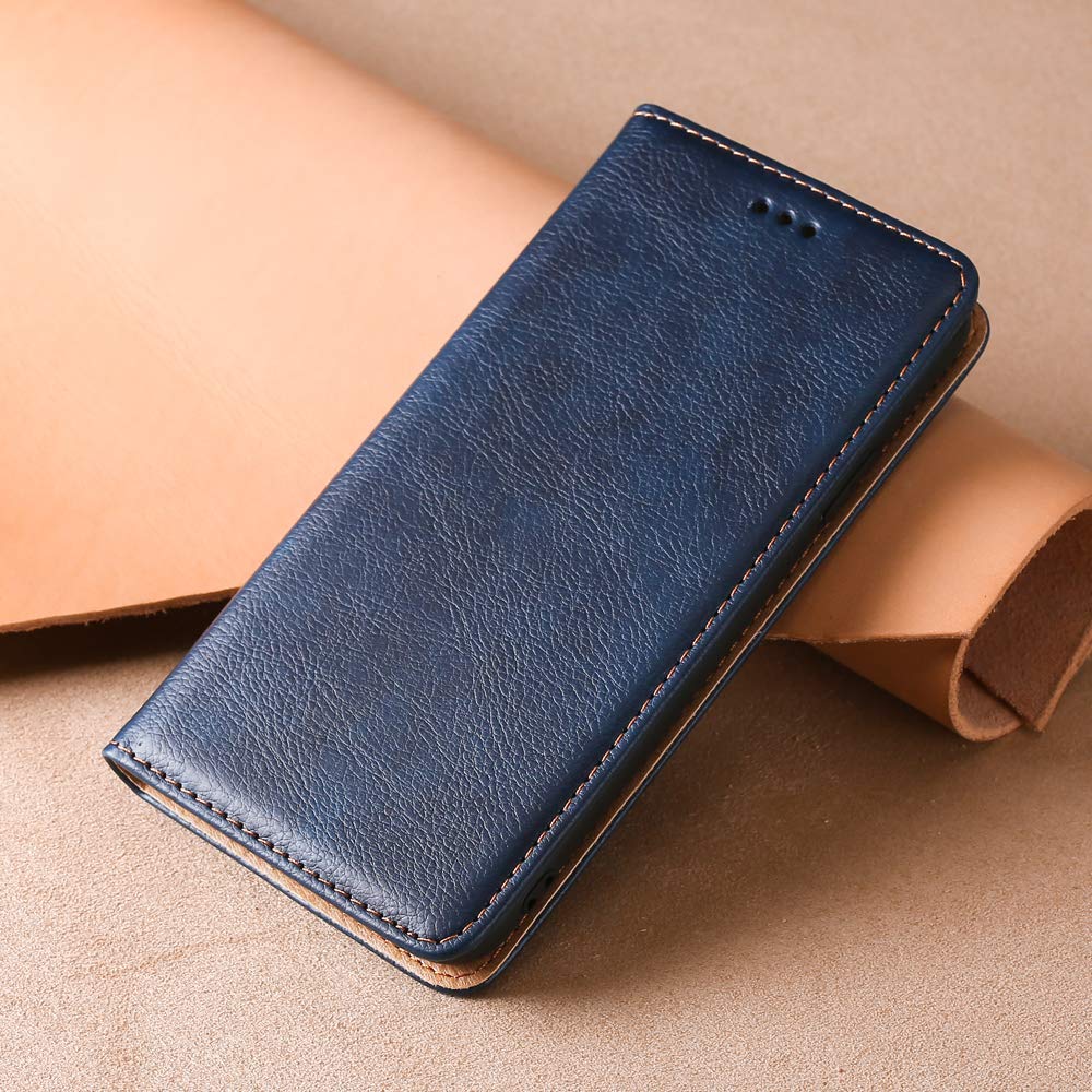 Leather Folio Case for Oppo A17 Card Slots Kickstand Oppo A17 Wallet Case(Blue)