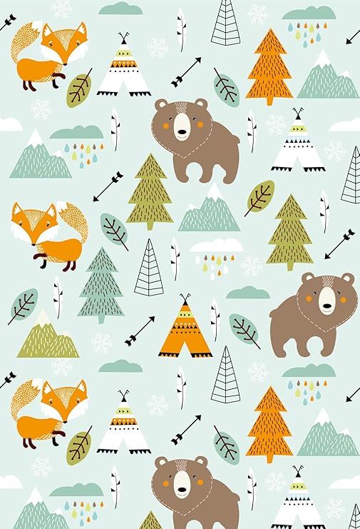 Amazon Com Muzi Photography Backdrops Jungle Animals And Plants Background Bears Fox Pine Feather Decor Wallpaper Baby Birthday Party Photo Shooting Prop 5x7ft Xt 6625 Home Kitchen