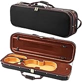 VEVOR 4/4 Full Size Violin Case, Built-in Hygrometer, Lightweight Portable Travel Carrying Bag, with Plush Lining, Shoulder Straps, Anti-Scratch, Professional Oblong Shape, for Violin, Black