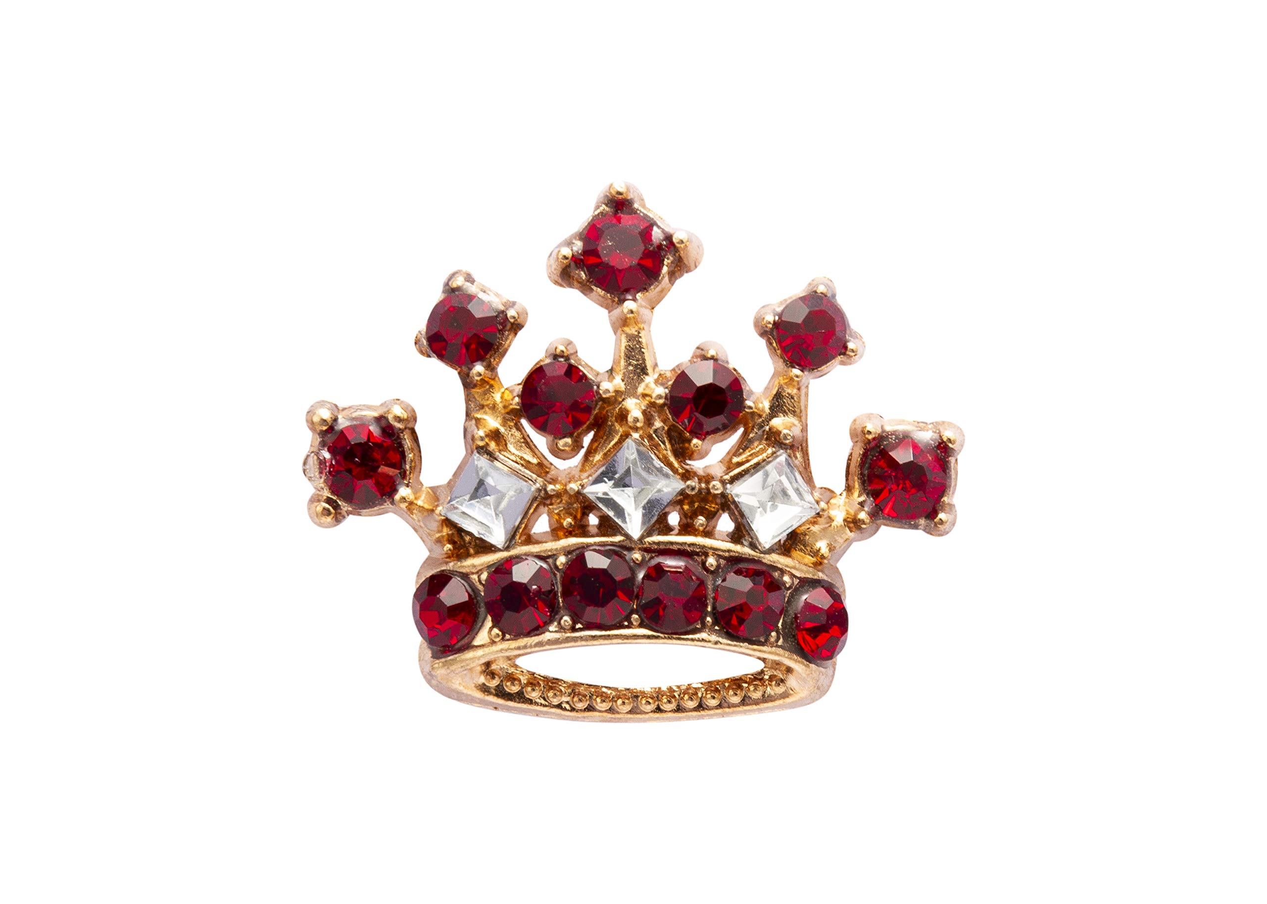 Brooch Lapel Pin for Men Gold Crown with Maroon Stone Detailing Lapel Pin Badge Coat Suit Wedding Gift Party Shirt Collar Accessories