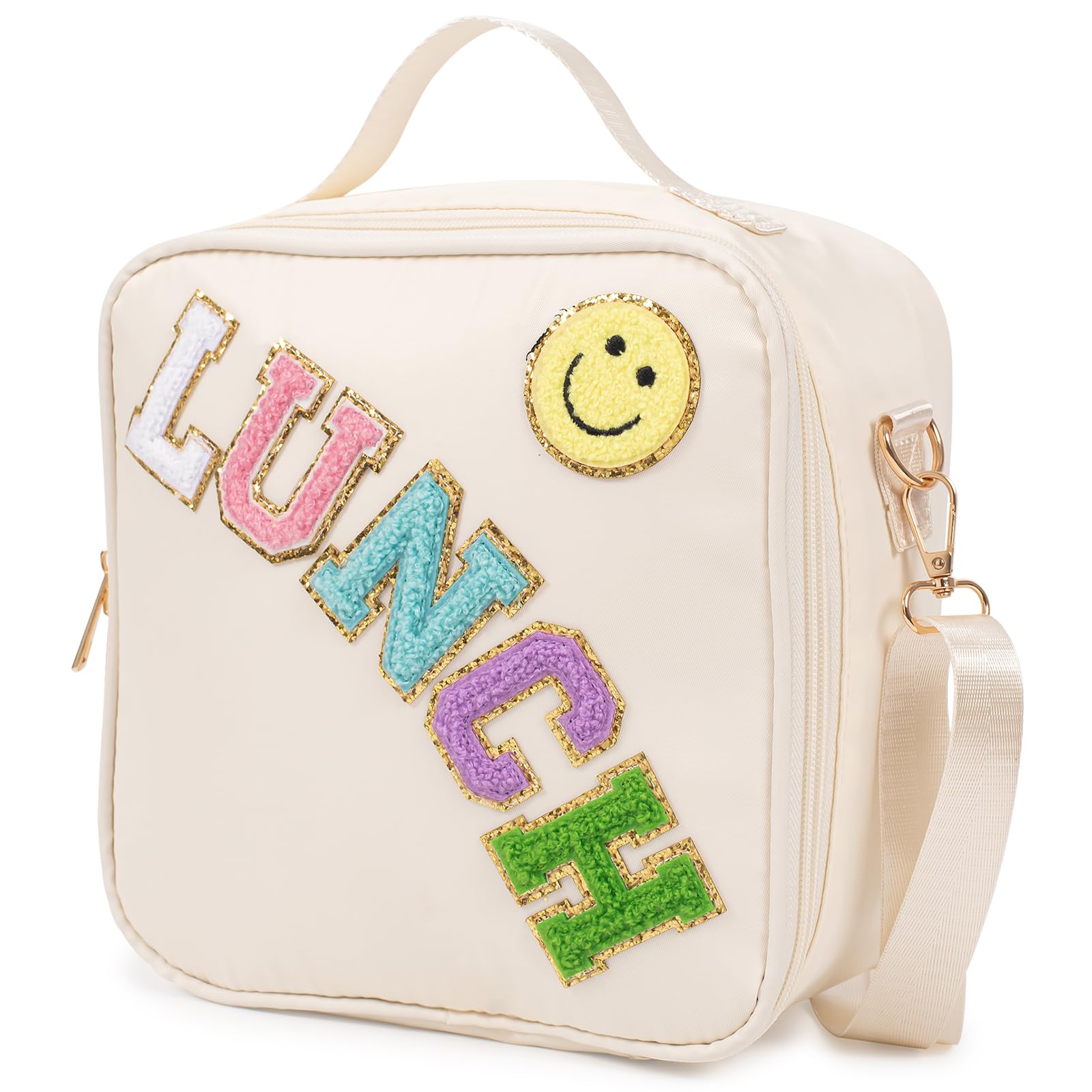 Kunoli Insulated Lunch Bag for Kids, Women - White Cooler Bag, Reusable Leakproof for Work, Picnic, School, BBQ