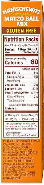 MANISCHEWITZ MATZO BALL MIX, GLUTEN FREE – 5 OUNCE (PACK OF 6)