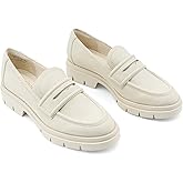 JENN ARDOR Women's Chunky Loafers Slip On Lug Sole Penny Loafer Comfort Casual Round Toe Mid Heels Platform Work Shoes