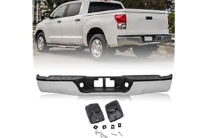 TUSDAR Rear Bumper Replacement For 2007-2013 Toyota Tundra Pickup Steel Step Pad Fleetside Back Bumper Assembly W/O Sensor Holes Chrome TO1103117