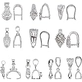 SUPERFINDINGS 10 Styles 40Pcs Pinch Clip Bail Clasps Brass Pinch Clips 12/13/16.5/17/24mm Bail Clasp Dangle Charm Bead Pendant for Necklace Jewelry Buckles & DIY Craft Making