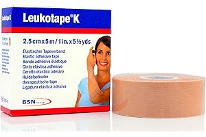 Leukotape K Kinesiology Tape – Water-Repellent, Skin-Friendly, Stays in Place for up to 9 Days - 1in x 5 yds, Tan