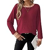 Dokotoo Long Sleeve Shirts for Women Casual Fashion Loose Fit Womens Tops Crewneck Basic Pullover Tunics