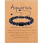 Father's Day Gifts Zodiac Mens Bracelet Protection Bracelet Men 10MM Black Onyx Stone Constellation Horoscope Sign Beads Bracelet for Men