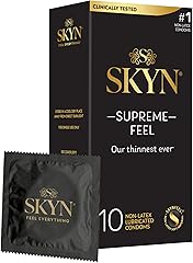 SKYN Supreme Feel Non-Latex Condoms, 10 Count, Ultra-Thin & Pre-Lubricated for a Natural, Smooth Fit