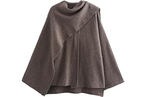 Perbai Women's Oversized Scarf Jacket Wool Blend Trench Coats Side Split Fall Winter Peacoat Shawl Wraps