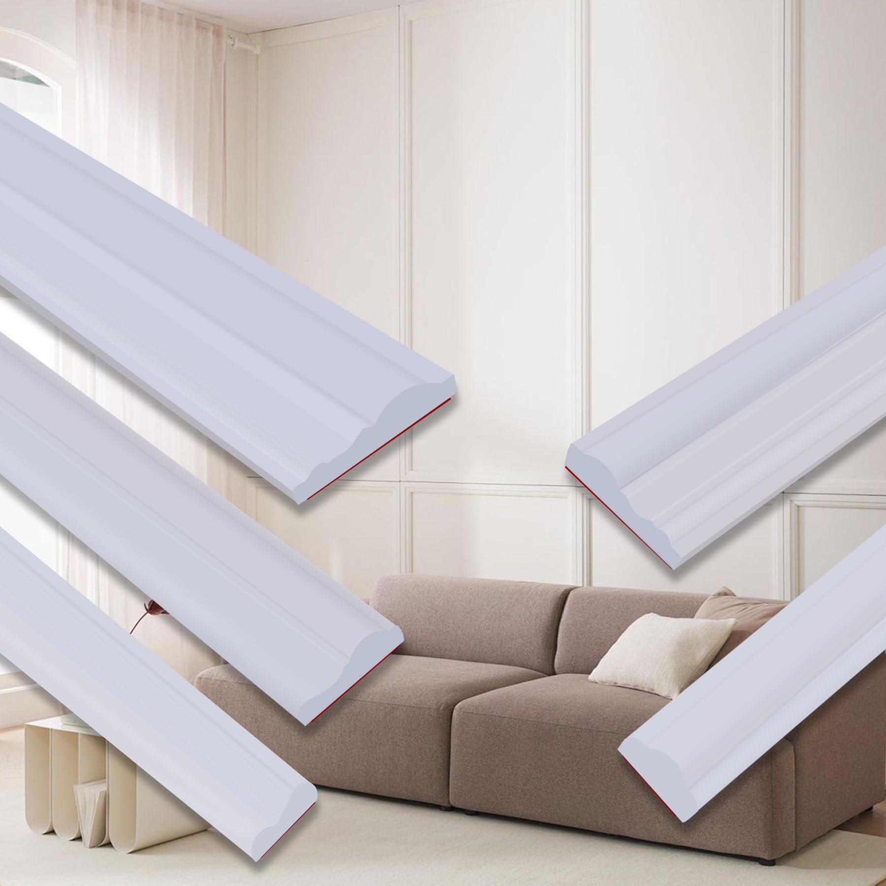 Photo 1 of ** ONLY 1 PCS/  SIMILAR CHEK PHOTO** QDYMXUN Peel and Stick Chair Rail Panel Molding, 240''L x 0.9''W Strong Self Adhesive TPE Wall Moulding Trim for Home DIY Decoration (Paintable White)