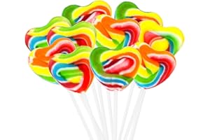 Snacktery Heart Lollipops Valentines Day Candy - 24 Heart Shaped Valentines Lollipops - Rainbow Valentine Suckers - Valentine Candy Individually Wrapped Heart Suckers