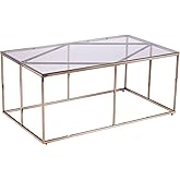 SEI Furniture Nicholance Contemporary 29" Glass-Top Cocktail Table, Champagne