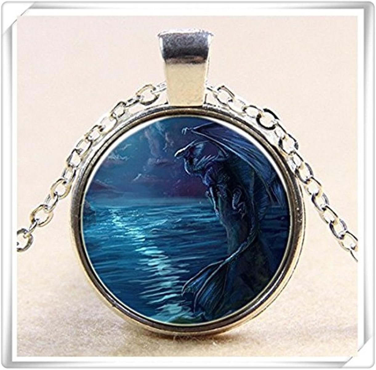 Blue dragon pendant, blue dragon necklace, dragon jewelry