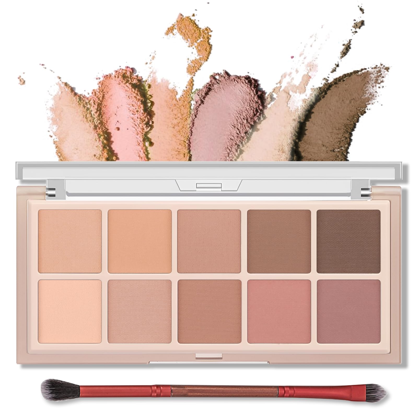 Erinde 10 Colors Eyeshadow Palette, Smooth Matte Eye Shadow, Eye Makeup Palette, Travel Size Makeup Pallet, High Pigmented, Naturing-Looking, Blendable, Long Lasting (05#Milk Tea)