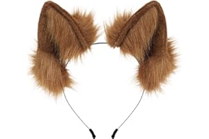 Adolala Furry Cat Wolf Fox Ears Headband Halloween Headwear Cosplay Costume Party for Women