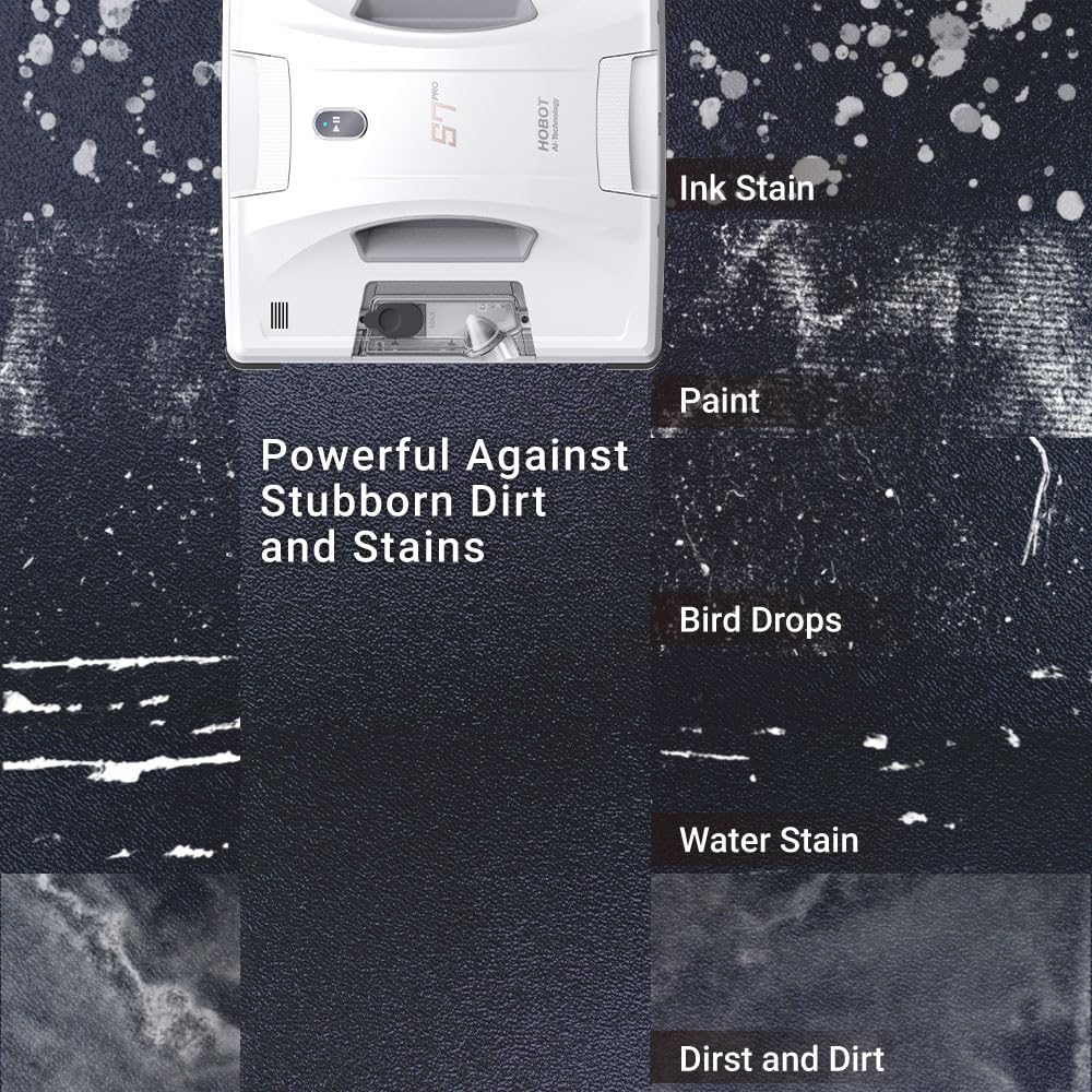 HOBOT S7 Pro Robot de limpieza de ventanas Tec de limpieza manual con fregona dual, pulverizador ultrasónico doble de 15 nm, succión de 4800 Pa, aplicación y control remoto | para vidrio con/sin marco, cualquier espesor, uso en interiores y exteriores