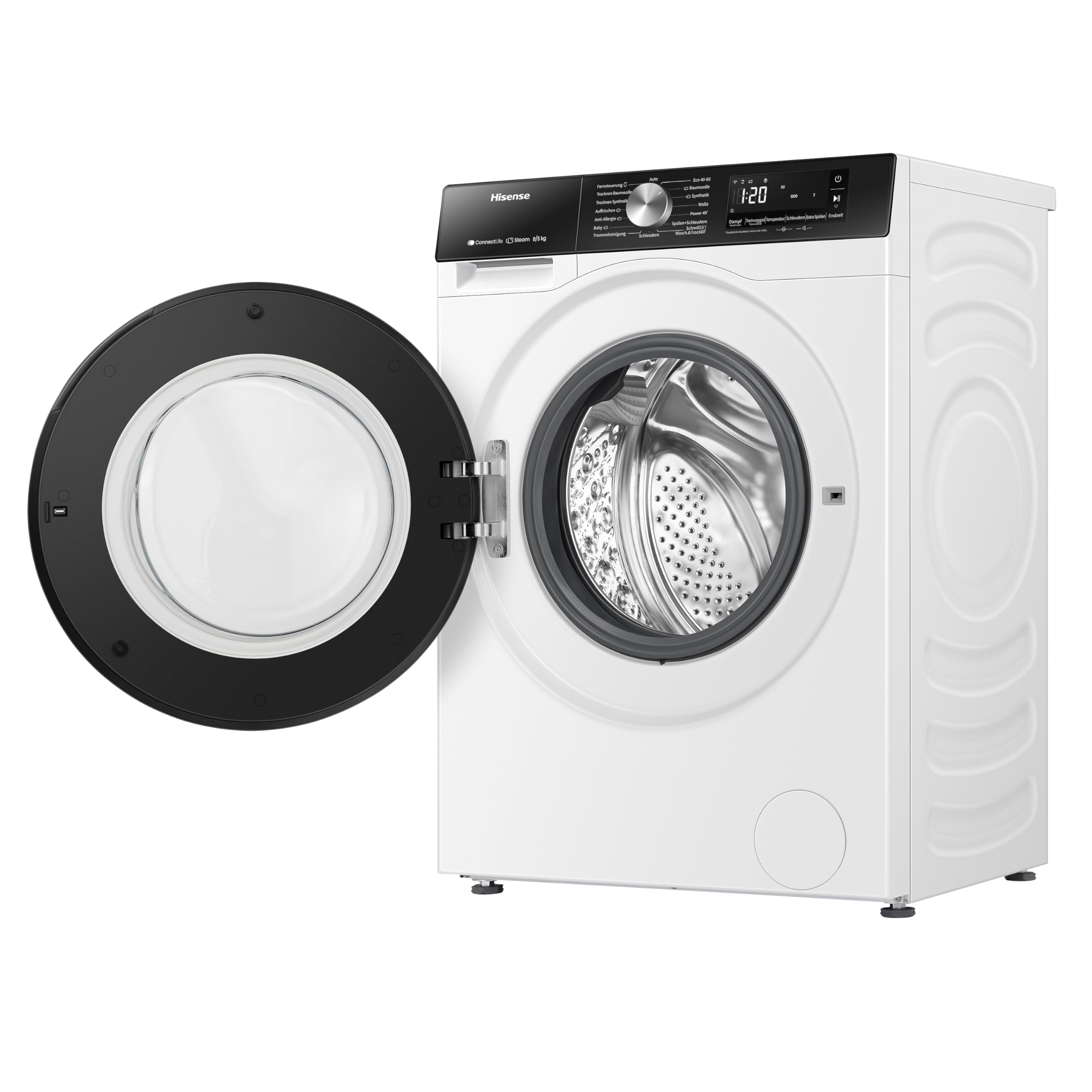 Hisense WD3S8043BW3 Waschtrockner/ConnectLife /16 Programme /8 KG, 54 Liter /1400 U/min/Dampffunktion/JetWash/Anti-Allergie Program/Auto Program/Eco Wash/Steam RefreshWeiß 4