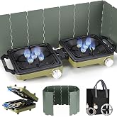 2-Burner Portable Propane Camping Stove with Windshield,Foldable Gas Stove | 30000 BTU Foldable Gas Stove with Independently Adjustable Heat Coffee Stand &amp; Carry Bag, Gas Stove for Cooking, Tailgating