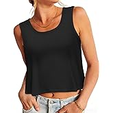 Womens Crop Tops Sleeeveless Cropped Tank Summer Scoop Neck Casual Loose Fit Basic Shirts