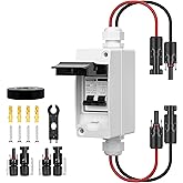 MINGSONG Solar Panels Disconnect Switch 40Amp DC Solar Shut Off Switch 400V 2 Poles Outdoor AC Small Miniature Circuit Breaker Box, IP65 Waterproof UV-Proof for PV Homes