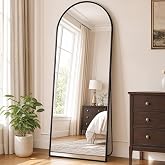 DUMOS 64"x21" Arched Full Length Mirror with Stand, Full Body Floor Mirror | Free Standing or Wall Mount, Nano Glass Aluminum