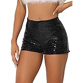 Allegra K Sequin Shorts for Women High Waist Party Night Out Concert Outfit Sparkly Mini Shorts