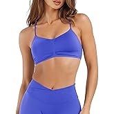 Ieumaz Strappy Sports Bras for Women Medium Support Cross Back Bra V-Shape Workout Gym Padded Yoga Crop Top