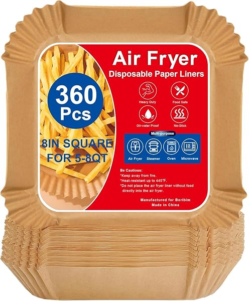 BORIBIM 8 INCH AIR FRYER PAPER LINERS, 360...
