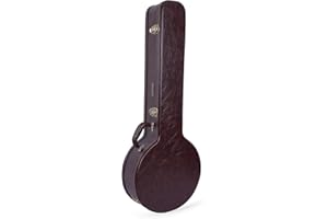 Crossrock Wooden Banjo Case fits 5-String Resonator styles of Banjos- Stainless Steel Latches, Sponge Lining, Storage Space-Vintage Brown (CRW600BJBR)