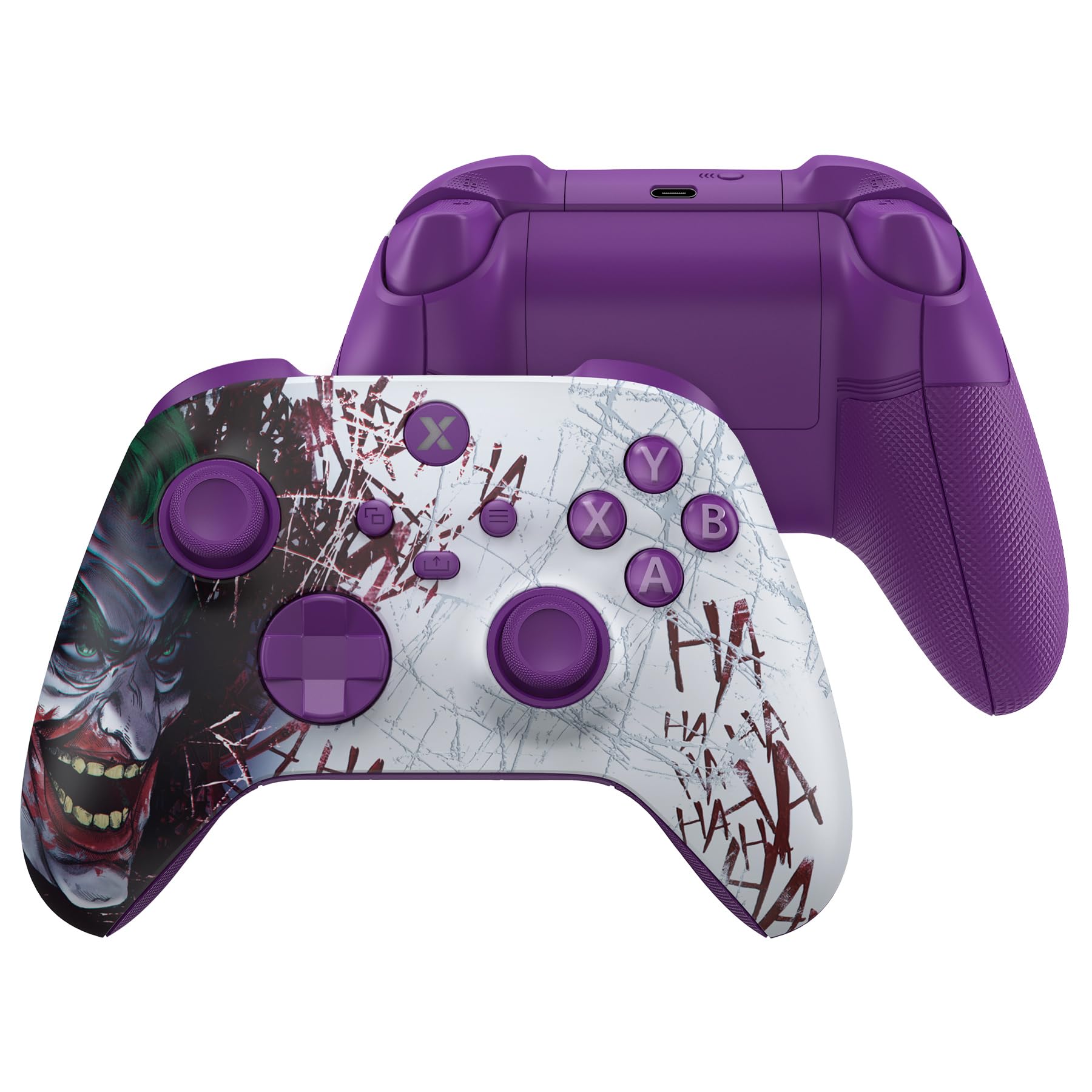 eXtremeRate ASR Version Performance Rubberized Full Set Shell Buttons for Xbox Core Controller, Redesigned Grip Diamond Texture Handles Backplate Case for Xbox Series X & S Controller - Clown HAHAHA