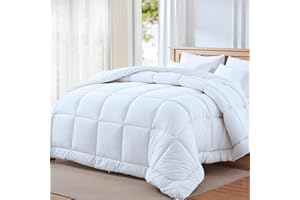 Mosluna Queen Comforter Duvet Insert, All Season Quilted Down Alternative Bed Comforter Queen Size, Soft & Fluffy Bedding Comforters with 8 Tabs (White, 88x88 Inch)