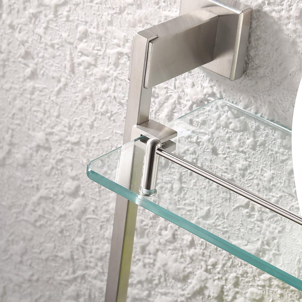 KES Bathroom Glass Shelf 2 Tier 16-Inch Tempered Glass Shower Caddy Bath Basket Stainless Steel RUSTPROOF Wall Mount Brushed Finish, A2420B-2: Home & Kitchen