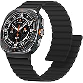 Anlinser Magnetic Bands Compatible with Samsung Galaxy Watch Ultra 2/1 Band 47mm for Men Women, Waterproof Silicone Sport Strap with Magnet Compatible with Samsung Watch Ultra, Black