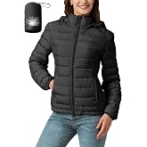 Packable Down Jacket Women Lightweight Quilted Puffer Coat Hooded Travel | inner pocket slim fit storage bag walking dog outdoor activities weekend wear casual multiple colors morning commute fall