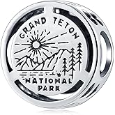 Grand Teton National Park in Wyoming Charms, Vintage 925 Sterling Silver Round Beads fits Pandora Travel Bracelet, Gifts for American Souvenir/Mothers Day/Christmas