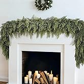 6FT Cedar Garland, 144 Tips Real Touch Christmas Garland, Artificial Winter Pine Garland for Mantle Table, Outdoor Christmas Decorations Clearance Indoor Greenery Garlands Holiday Decorations