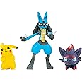 Pokemon Battle Figure Multipack Set - Features 2-Inch Pikachu and Zorua Figures Plus 3-inch Lucario Figure - Perfect for Any Trainer